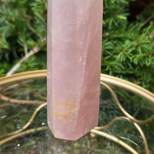 Rose Quartz with Golden Healer Tower